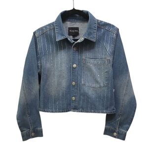 Dylan Ryan Boutique Cropped Bling Denim Jacket Size Small NWT